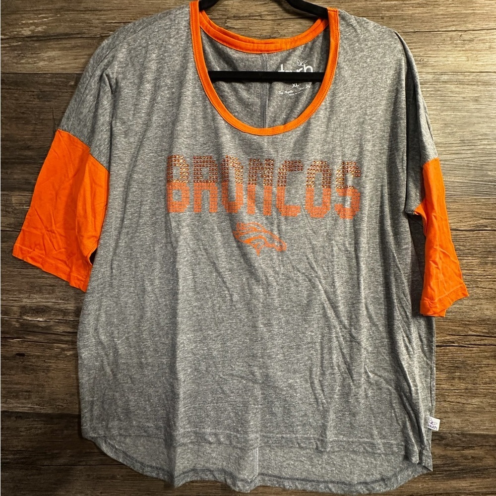 Denver Broncos Gray and Orange Blouse with Sporty Design Size XL